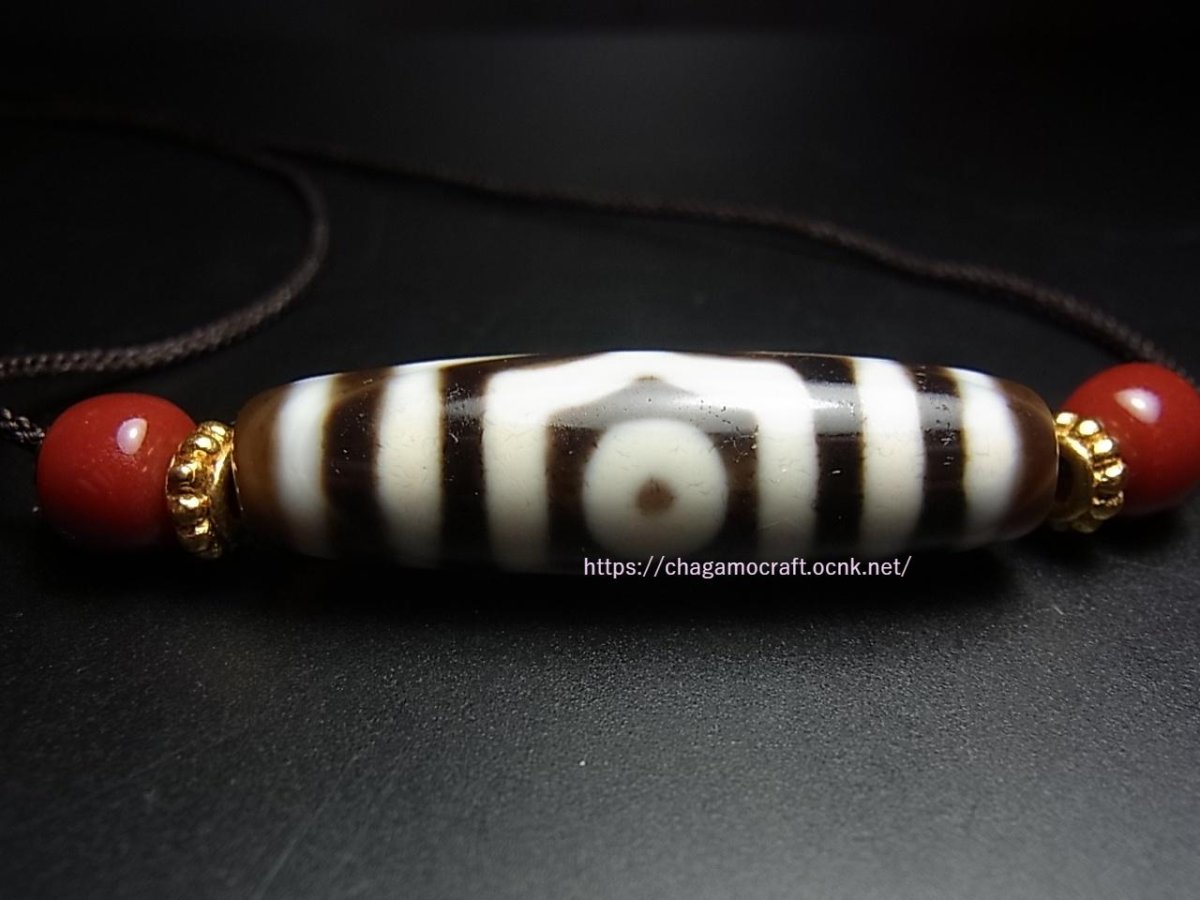 画像4: ジービーズ(3アイ・dzi mig sum pa)　チベット・三眼天珠の首飾り (4)