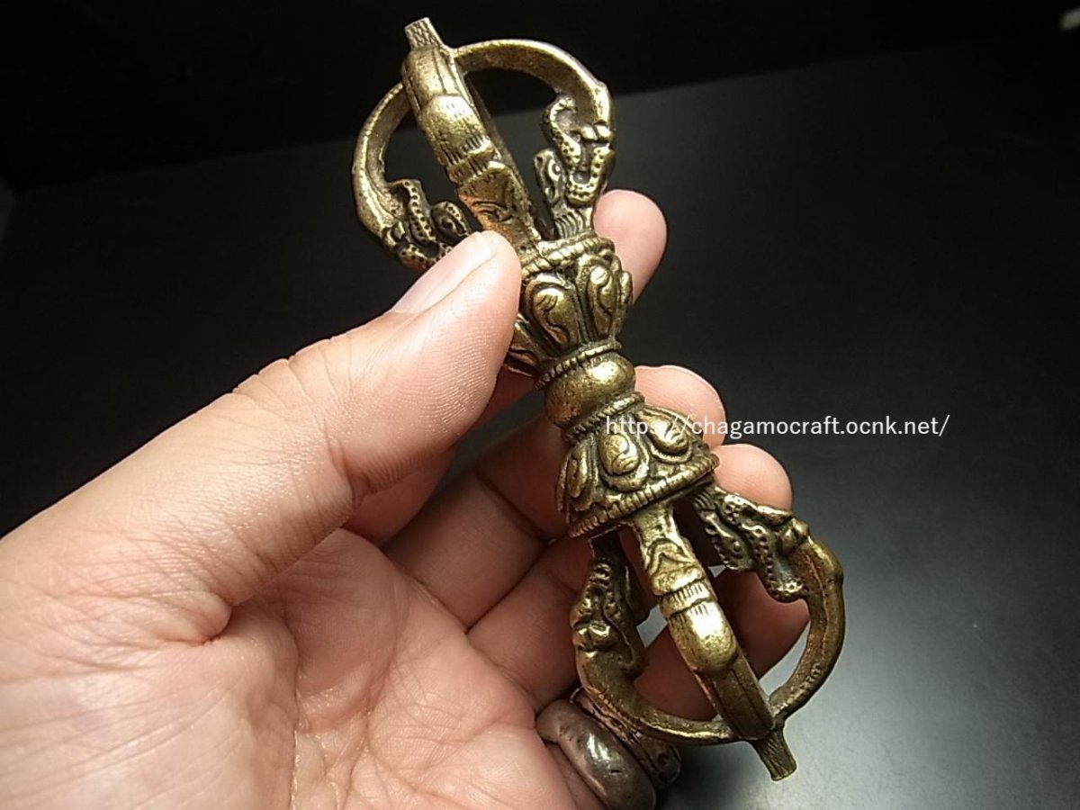 画像5: チベット密教法具・ドルジェ（金剛杵・五鈷杵・ヴァジュラ）　黄銅製 (5)