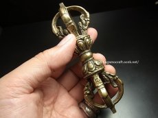 画像5: チベット密教法具・ドルジェ（金剛杵・五鈷杵・ヴァジュラ）　黄銅製 (5)