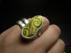 画像5: 貴州ミャオ族の刺繍古裂リング（苗銀製）落花生 (5)