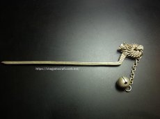 画像2: ミャオ族（苗族）の髪留め/かんざし（苗銀製）・玉龍・鈴付き　Traditional hair ornament, Kanzashi of Miao (2)