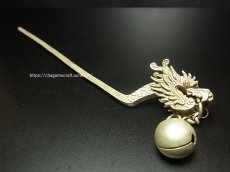 画像1: ミャオ族（苗族）の髪留め/かんざし（苗銀製）・玉龍・鈴付き　Traditional hair ornament, Kanzashi of Miao (1)