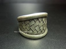 画像1: 貴州ミャオ族の苗銀製リング　（ミャオシルバー）編み (1)