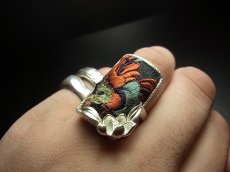 画像5: 貴州ミャオ族の刺繍古裂リング（苗銀製） (5)