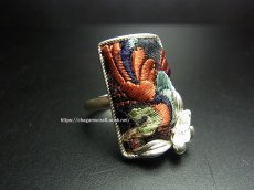 画像1: 貴州ミャオ族の刺繍古裂リング（苗銀製） (1)