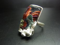 画像3: 貴州ミャオ族の刺繍古裂リング（苗銀製） (3)