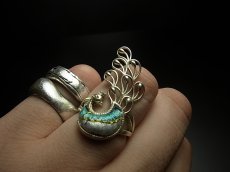 画像5: 貴州ミャオ族の刺繍古裂リング（苗銀製） (5)