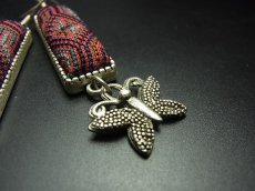画像4: ミャオ族（苗族）の苗銀製・刺繍古裂ピアス/  Miao Old embroidery earrings　 (4)