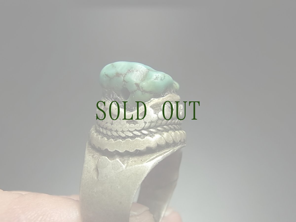 画像6: アンティーク・チベタンターコイズの銀製リング　Old Tibetan  silver ring with turquoise (6)