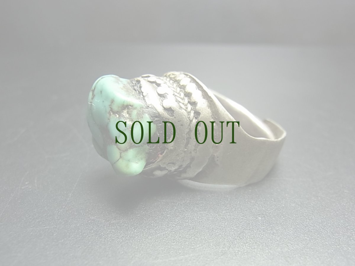 画像3: アンティーク・チベタンターコイズの銀製リング　Old Tibetan  silver ring with turquoise (3)