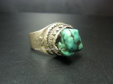画像1: アンティーク・チベタンターコイズの銀製リング　Old Tibetan  silver ring with turquoise (1)