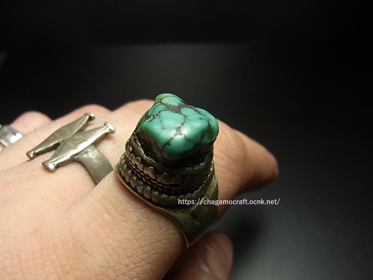 画像5: アンティーク・チベタンターコイズの銀製リング　Old Tibetan  silver ring with turquoise (5)