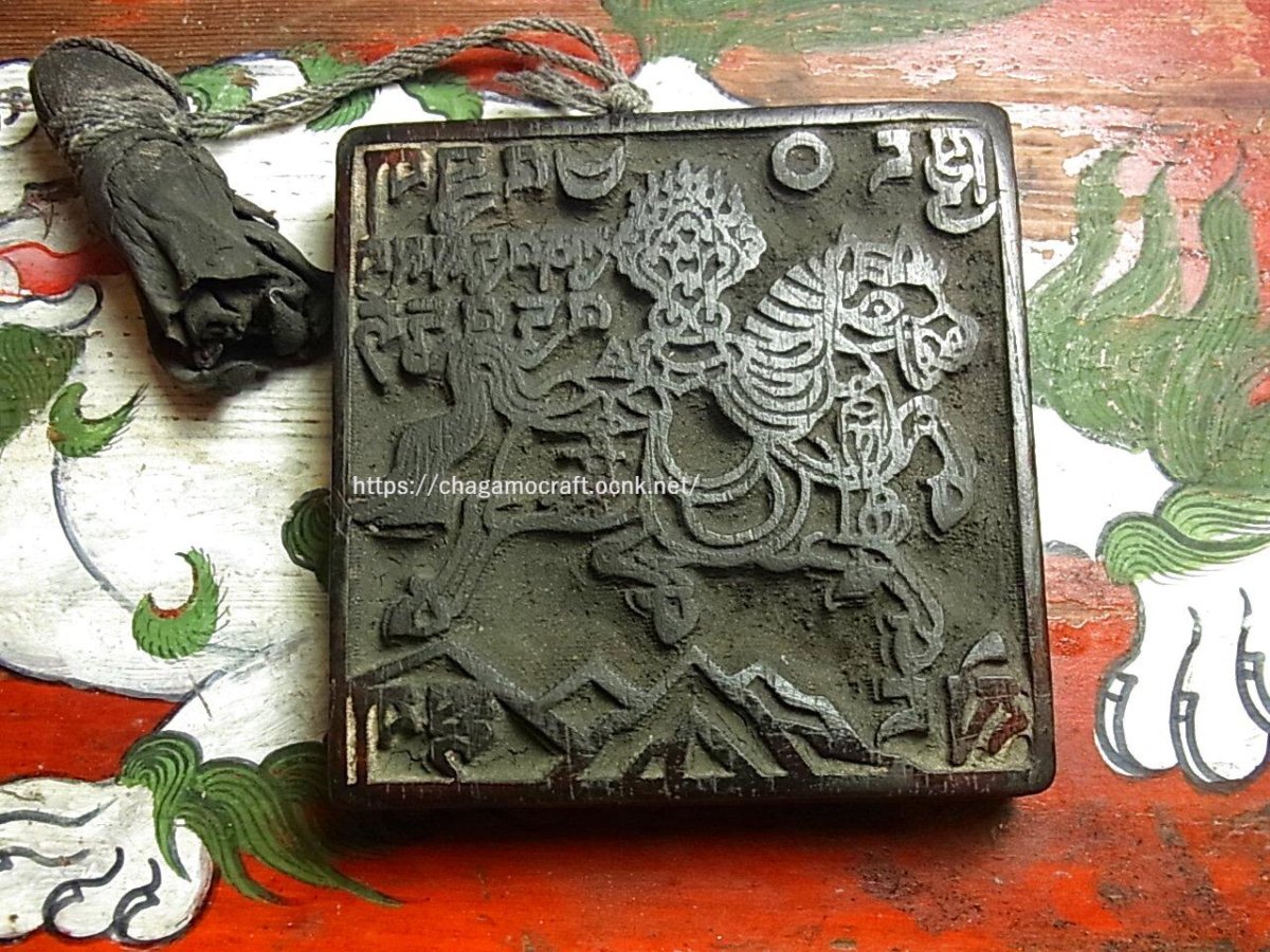 画像1: パルシェン（チベット祈祷旗・タルチョ/ルンタ・風の馬）の版木（old Tibetan wood printing block） 　アンティーク (1)