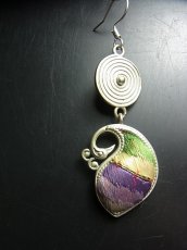 画像5: ミャオ族（苗族）の苗銀製・刺繍古裂ピアス/  Miao Old embroidery earrings　 (5)