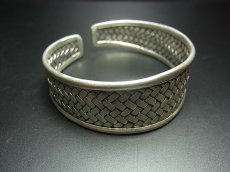 画像3: 貴州ミャオ族のシルバーバングル(ミャオ銀) 編み 小 (3)