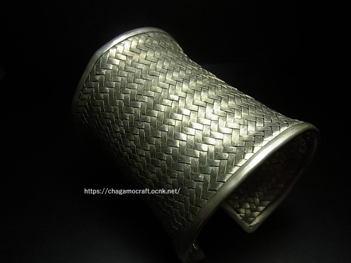 画像1: 貴州ミャオ族のシルバーバングル(ミャオ銀) 編み・大 (1)