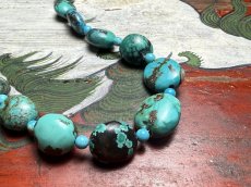 画像3: チベタン・オールドターコイズ(yu)のネックレス　（Old tibetan  turquoise）約45ℊ (3)