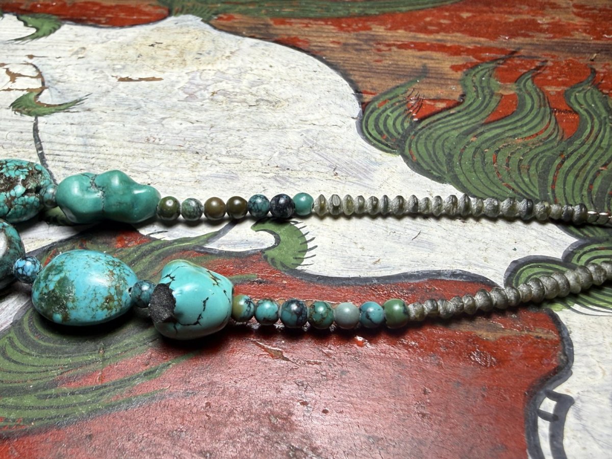 画像5: チベタン・オールドターコイズ(yu)のネックレス　（Old tibetan  turquoise）約45ℊ (5)