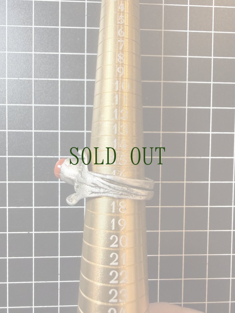 画像8: アンティーク・チベタンコーラル（山珊瑚)の銀製リングOld Tibetan  silver ring with coral (8)