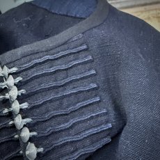 画像10: ヤオ族（金平瑶族・jing ping yao）藍染・綿麻/（濃藍色）前開きジャケット（ユニセックス） (10)