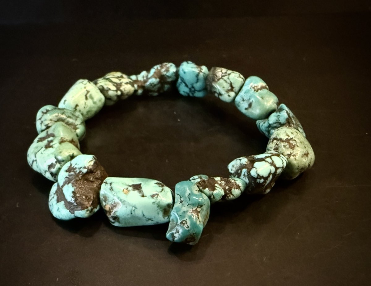 画像3: チベタン・アンティークターコイズ(yu)のブレスレット（Old tibetan  turquoise）約32g (3)