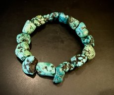画像4: チベタン・アンティークターコイズ(yu)のブレスレット（Old tibetan  turquoise）約32g (4)