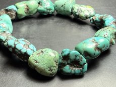 画像5: チベタン・アンティークターコイズ(yu)のブレスレット（Old tibetan  turquoise）約32g (5)