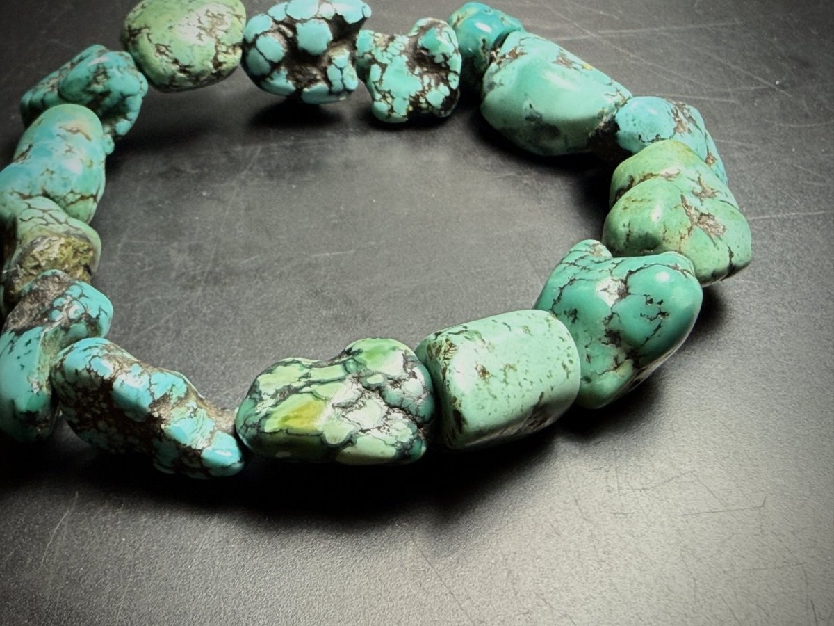 画像7: チベタン・アンティークターコイズ(yu)のブレスレット（Old tibetan  turquoise）約32g (7)