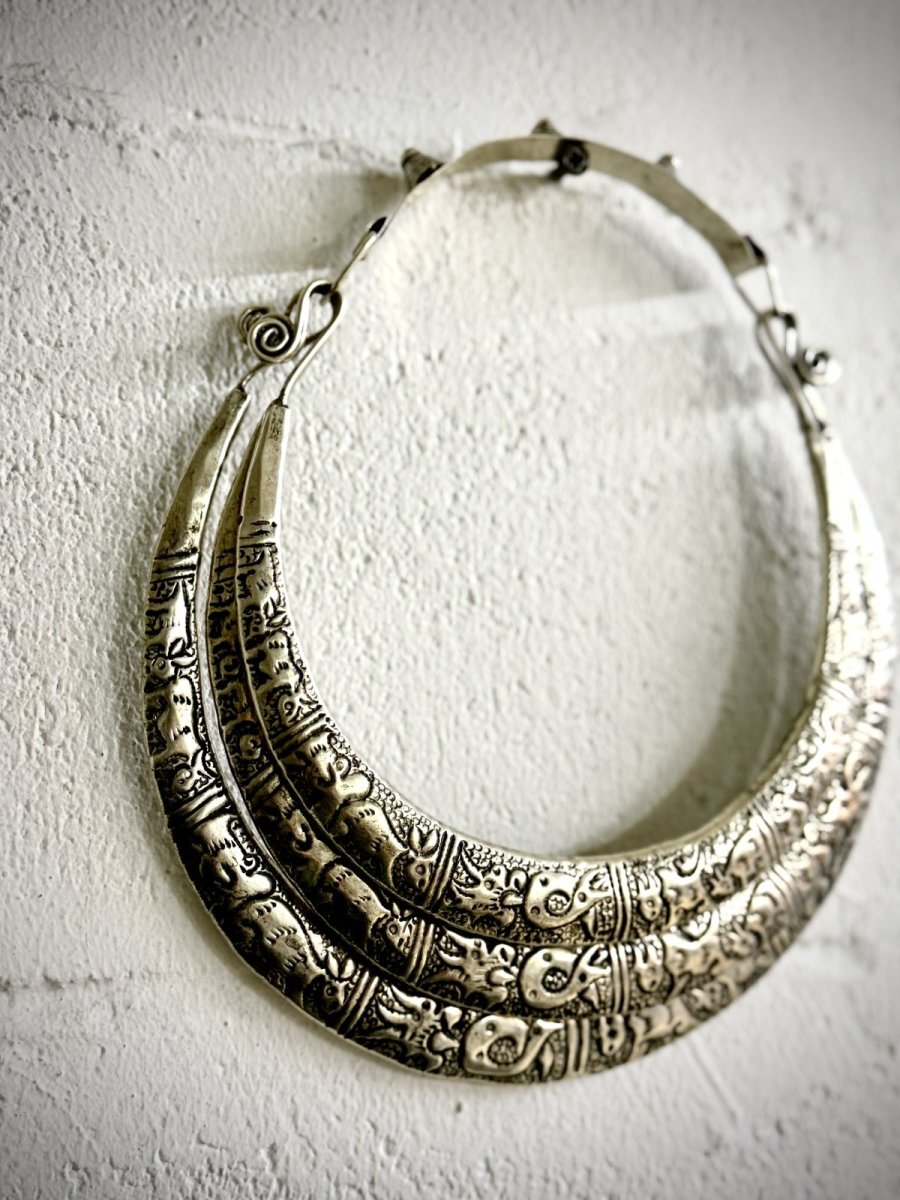 画像5: ミャオ族の十二支三連トライバルネックレス（苗銀製）首飾り (5)