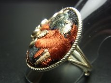 画像3: 貴州ミャオ族の刺繍古裂リング（苗銀製） (3)