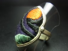 画像3: 貴州ミャオ族の刺繍古裂リング（苗銀製） (3)