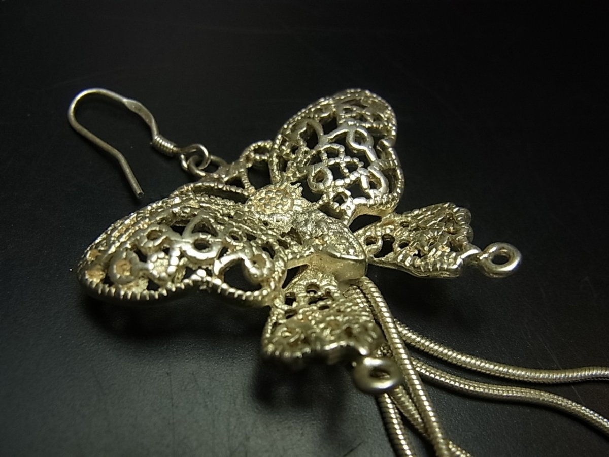 画像3: 貴州苗族（ミャオ族）の苗銀製トライバルピアス　　  (3)