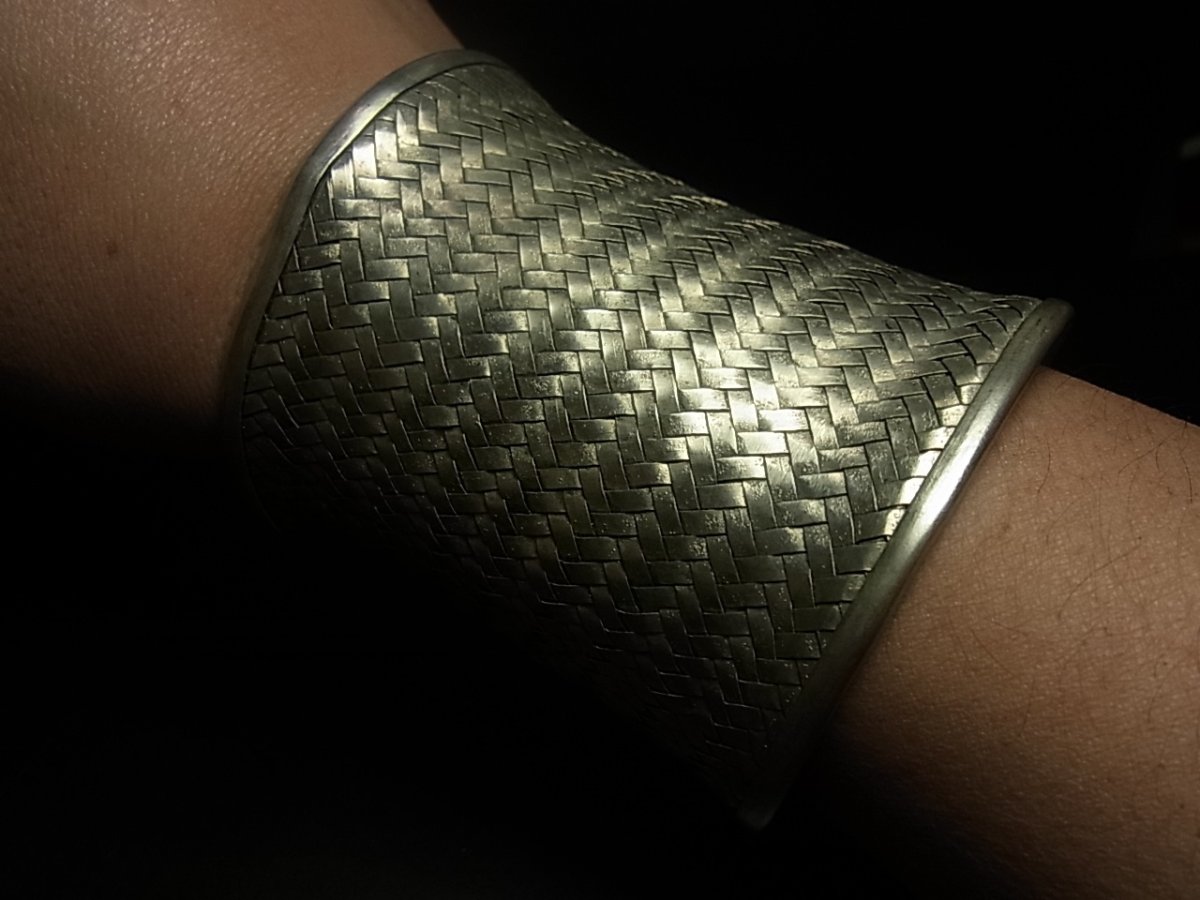 画像5: 貴州ミャオ族のシルバーバングル(ミャオ銀)　編み・大 (5)