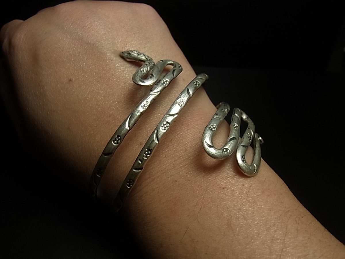 画像5: ミャオ族（苗族）のシルバーブレスレット（苗銀製）蛇・トラディショナル (5)