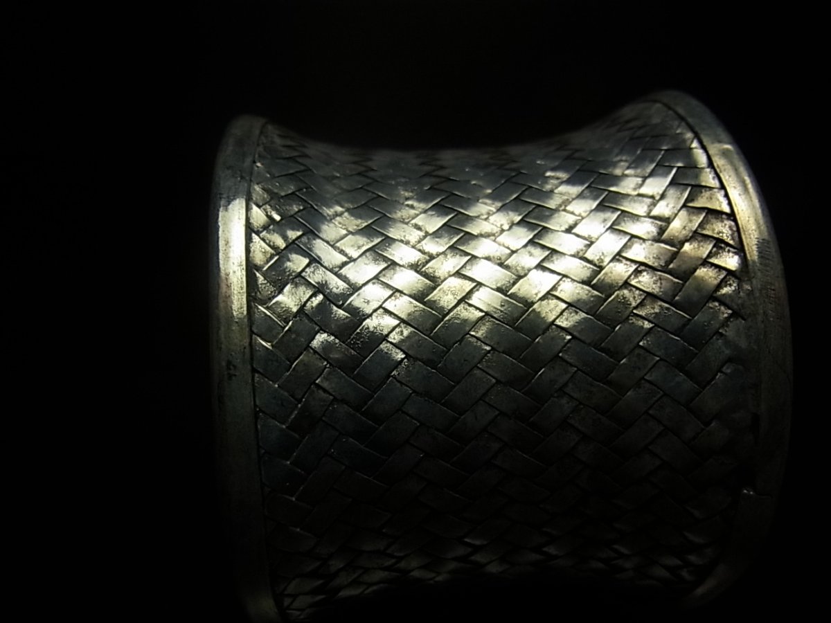 画像3: 貴州ミャオ族のシルバーバングル(ミャオ銀)　編み　中 (3)