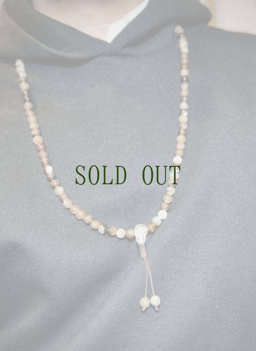 画像10: ヒマラヤン・バンデッドアゲート（縞瑪瑙）のチベットＭＡＬＡ（108玉念珠・首飾り） (10)