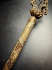 画像8: チベット密教法具・金剛柄の護摩供養用、杓（方杓）（Old Ladle of Tibetan esoteric buddhist tool）アンティーク（約95cm） (8)