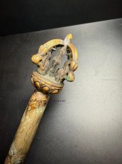 画像9: チベット密教法具・金剛柄の護摩供養用、杓（方杓）（Old Ladle of Tibetan esoteric buddhist tool）アンティーク（約95cm） (9)