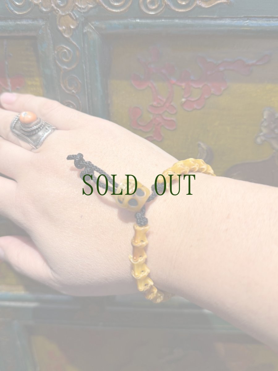 画像6: チベット・蛇骨とエンドレスノット、ルンゴ珠（ヤク骨製）の念珠ブレスレット (6)