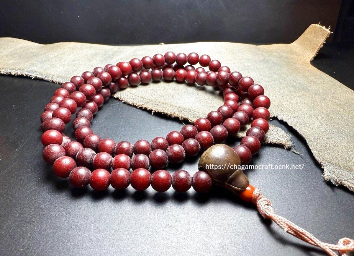 画像1: 紅紫色・老菩提根のチベット念珠（Old Tibetan bodhi roots mala）オールド (1)