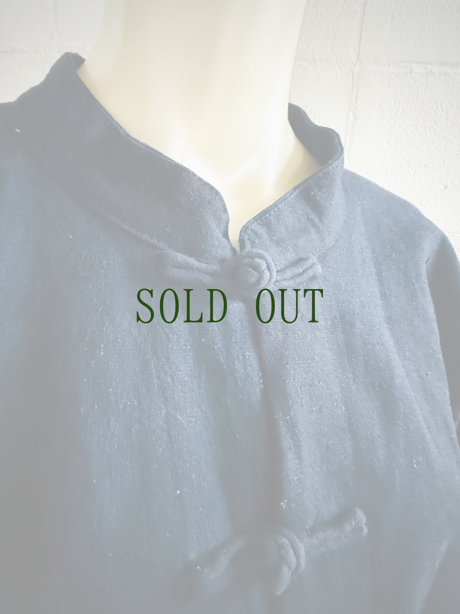 画像8: 本藍染・マオカラー/カンフージャケット（ミャオ族・手紬手織りビンテージ木綿）レディース向け (8)