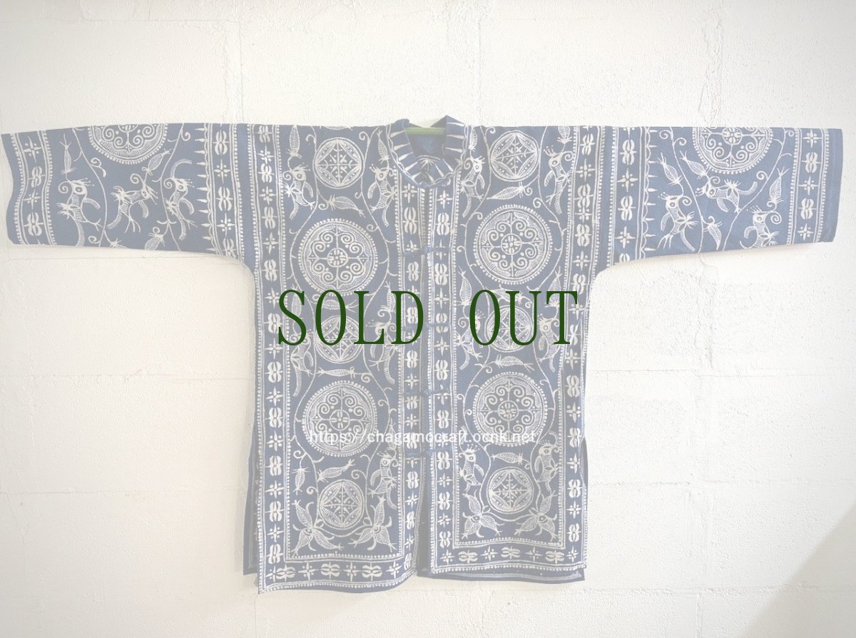 画像11: 革家苗族（Ge jia Miao/ガージアミャオ族）　マオカラージャケット・木綿・藍染・ろうけつ染め (11)