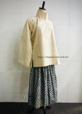 画像7: Tibetan traditional collar shirt made of cotton  チベット民族服・手紬手織り木綿（生成り） (7)