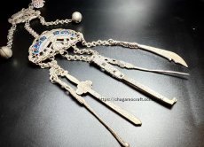 画像6: 貴州苗族（ミャオ族）の苗銀製衣裳飾り（根付）首飾り【マザーオブバタフライ】七宝 (6)