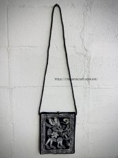 画像2: ガージア・ミャオ族（革家苗族）ろうけつ藍染（藍印花布）古布リメイク、ショルダーミニポーチ (2)