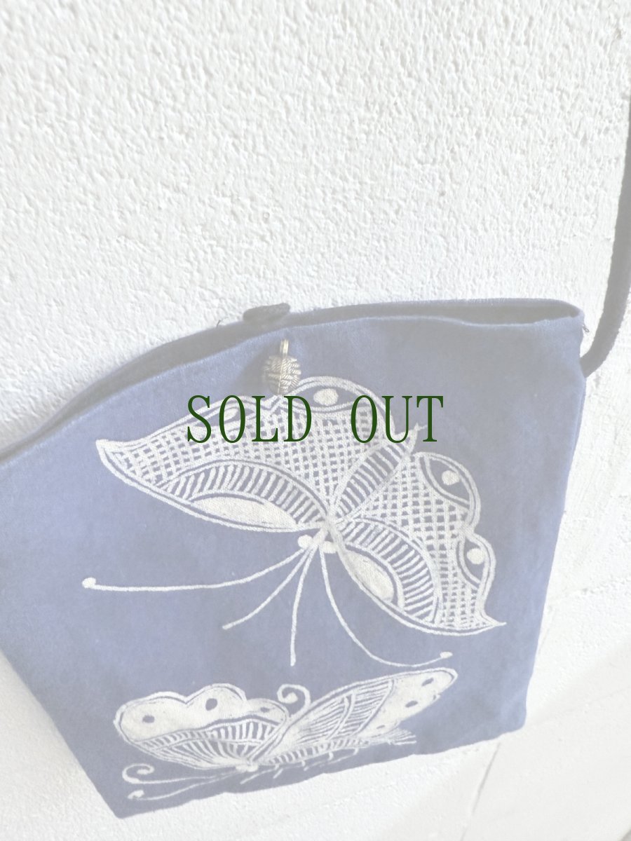 画像3: 革家苗族（ミャオ族）ろうけつ藍染（印花布）古布リメイク、ショルダーミニポーチ (3)