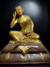 画像2: チベット密教カギュ派・ミラレパ　(milarepa)　鍍金仏像（金銅仏）　(アンティーク) (2)