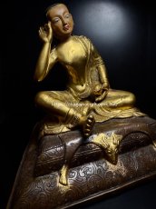 画像1: チベット密教カギュ派・ミラレパ　(milarepa)　鍍金仏像（金銅仏）　(アンティーク) (1)