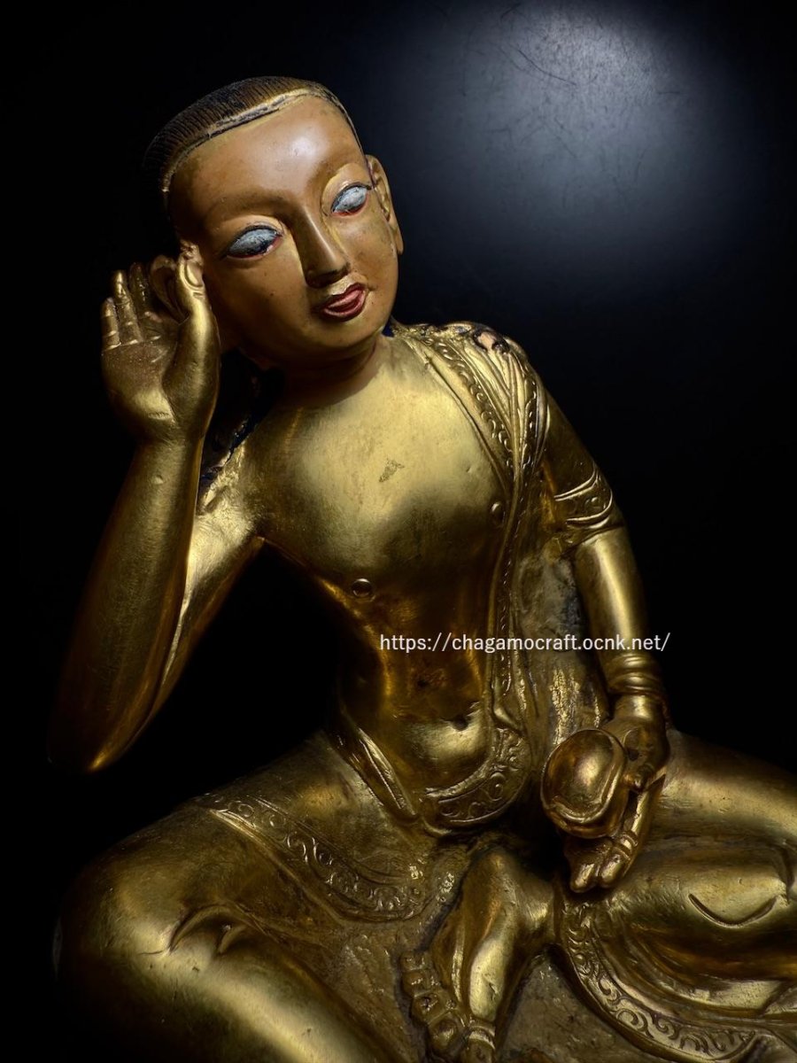 画像3: チベット密教カギュ派・ミラレパ　(milarepa)　鍍金仏像（金銅仏）　(アンティーク) (3)