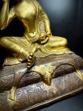 画像4: チベット密教カギュ派・ミラレパ　(milarepa)　鍍金仏像（金銅仏）　(アンティーク) (4)